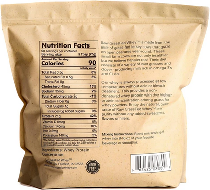 Raw Grass Fed Whey Protein Powder, Unflavored – 1 Ingredient, No Additives or Fillers, Undenatured, Made in USA